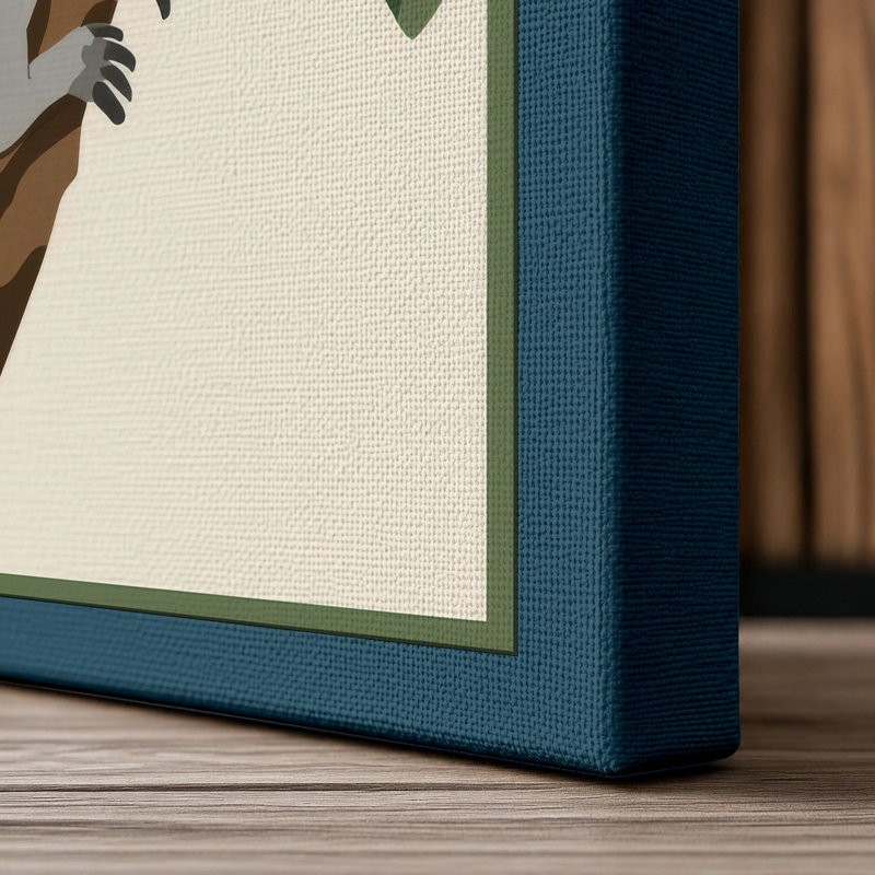 Koala in Eucalyptus Boho - Wrapped Canvas, 36x24 - 91.4 x 61.0 cm, Teal Border