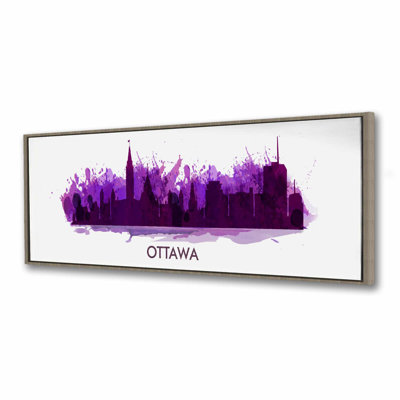 «Paint Splash Silhouette of Ottawa» - toile de salon mauve