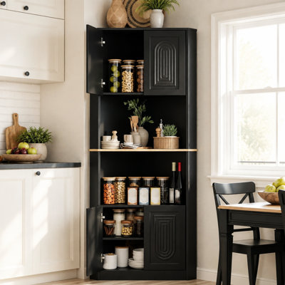 67" Tall Modern Corner Storage Cabinet with Adjustable Shelves