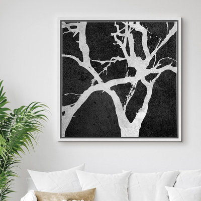 " White Tree Branches On Black Background "