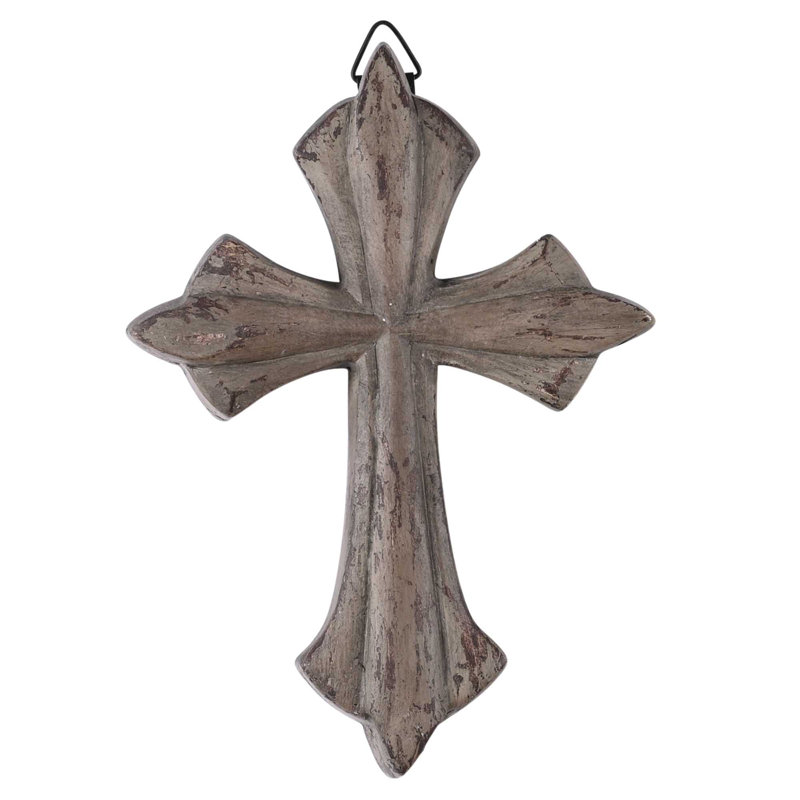 Croix murale brune en résine 5H