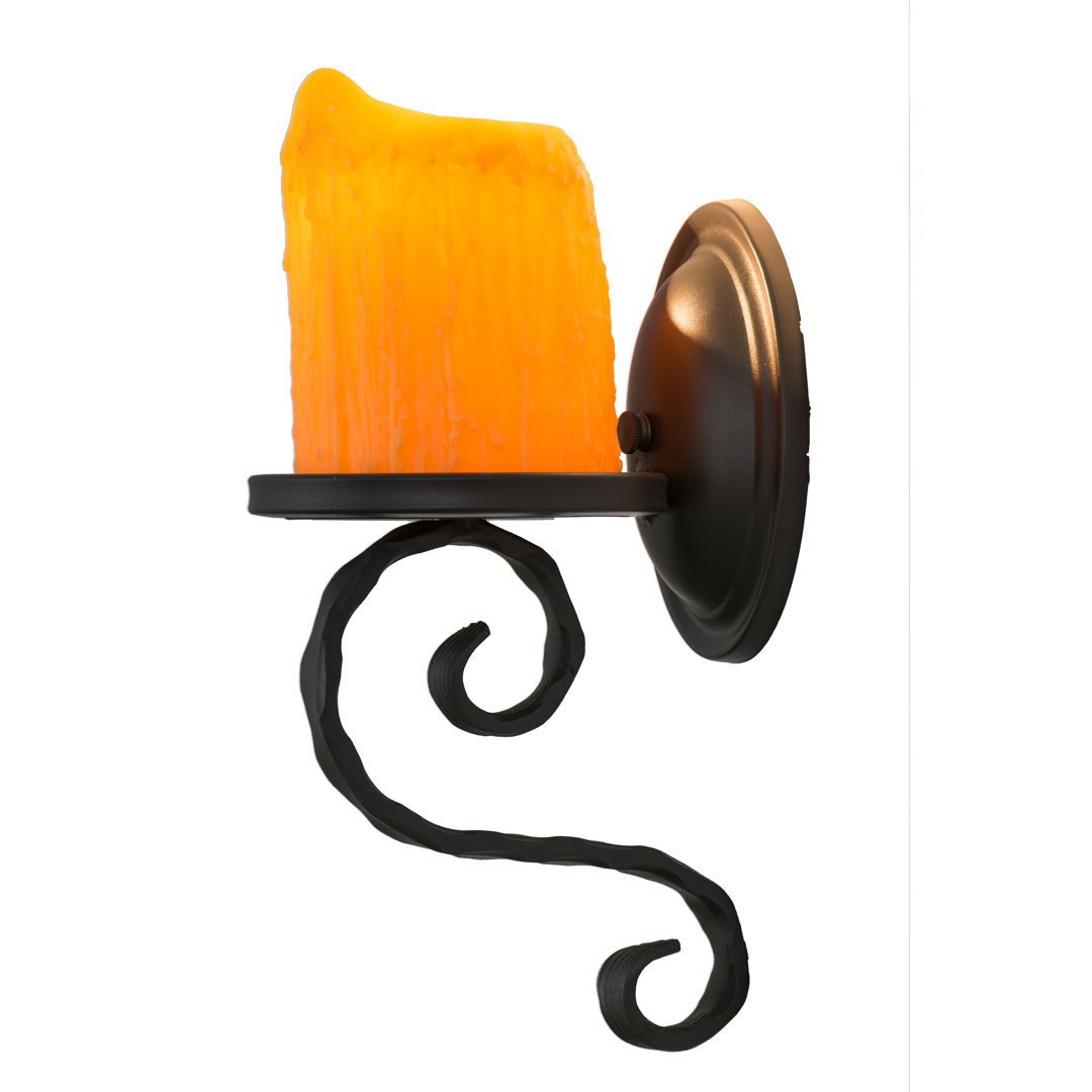 Rustic Lodge Wrought Iron Candle Wall Light Meyda Lighting