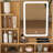 Compact Vanity Table With LED-Illuminated Mirror, Power Outlet, Hairdryer Holder And Stool, Ideal For Small Bedrooms And Cosmetic Organization