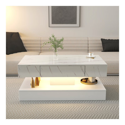 Table basse haute DEL, table basse moderne pour le salon, tables de salon, grands meubles de salon, lumières DEL