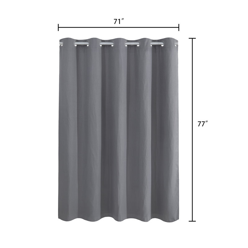 Rideau de douche sans crochet Rakiem, Gris, H 77 po x l 71 po