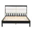 Structure de lit plateforme en bois massif avec tête de lit tapissier en velours beige, finition espresso, aucun sommier requis-276248338
