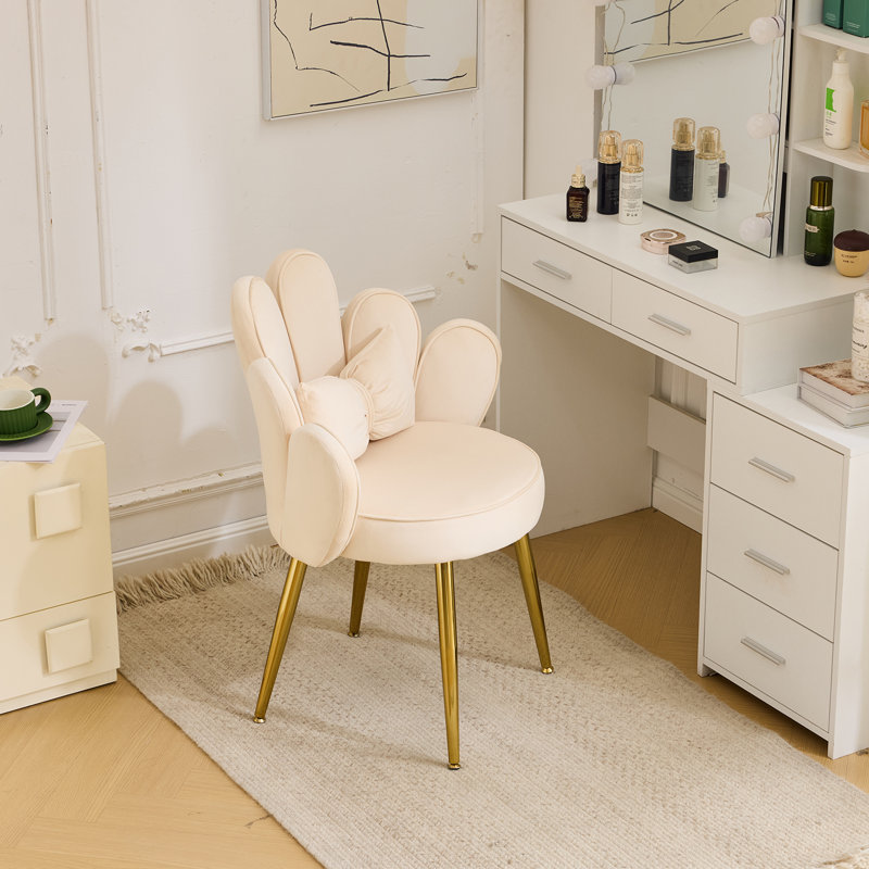 Velvet Armchair, Beige Velvet