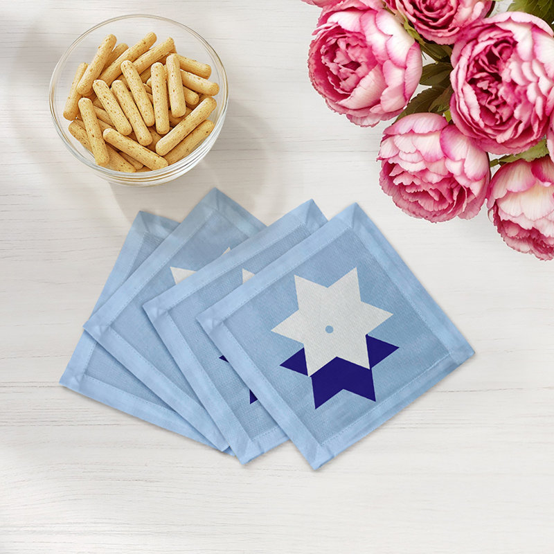 Stars Of Davis Cotton Sateen Cocktail Napkins