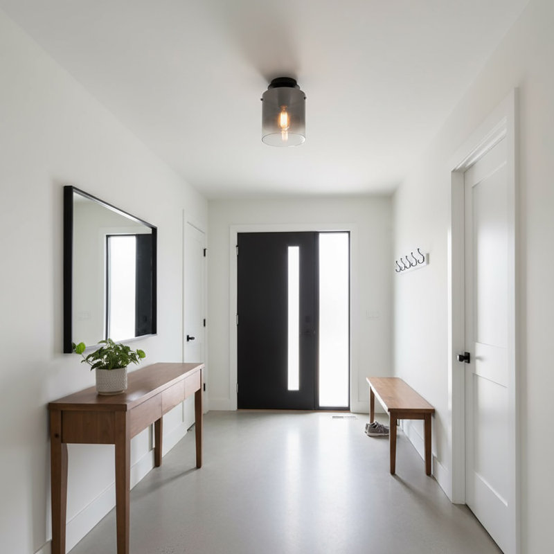 Plafonnier encastré 8 lumières Henley, Noir satiné, Verre fumé