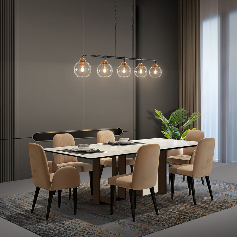 Lustre linéaire sphérique moderne à 5 lumières à intensité variable Spoutnik