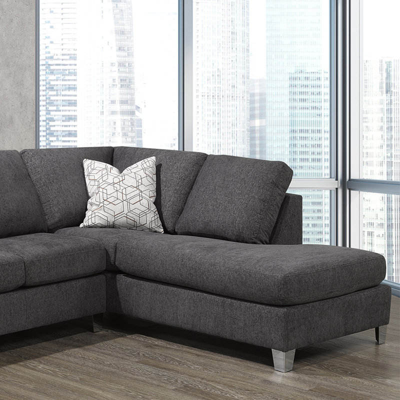 Canapé modulaire de 84 po faisant face à la droite 84 po, 100% polyester anthracite