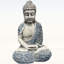 Statue de Bouddha en résine résistante aux intempéries de 16 po avec décor floral bleu pour décor zen extérieur et intérieur