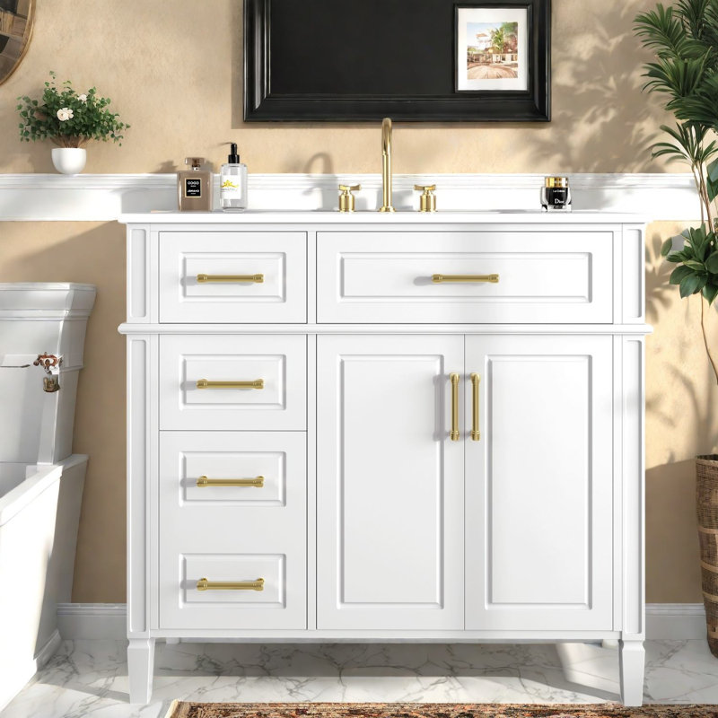 Meuble-lavabo moderne en bois et bois massif (doit inclure à la fois le meuble-lavabo et le lavabo)