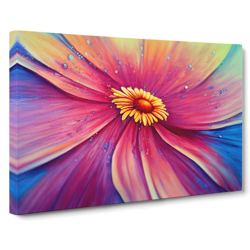 Dripping Paint Daisy Flower Abstract - Wrapped Canvas, 40cm H x 60cm W