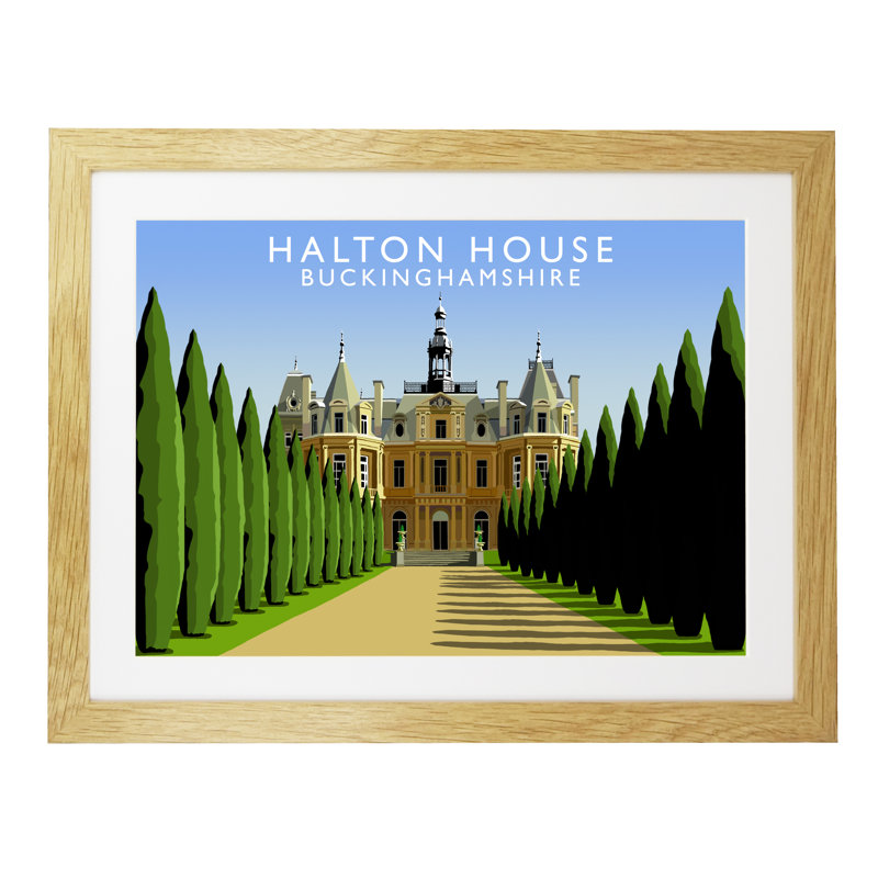 Halton House by Richard O'Neil - Print, Oak Wood Frame, 33.5 cm H x 43.5 cm W x 2.2 cm D