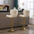 Set Of 2  Bar Stools,With Chrome Footrest And Base Swivel Height Adjustable Mechanical Lifting Velvet + Golden Leg Simple Bar Stool-Cream-117042366-117042368