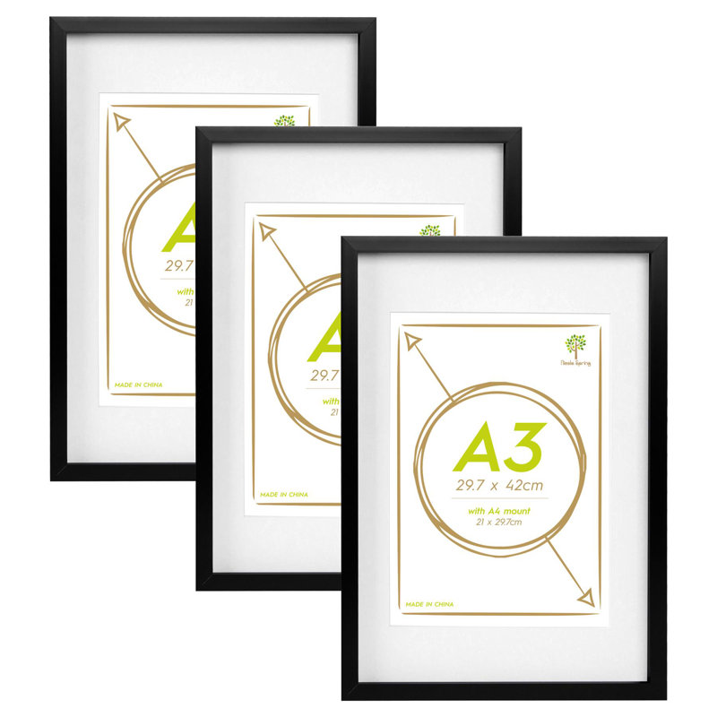 Acrylic Picture Frame - Set of 3, Black