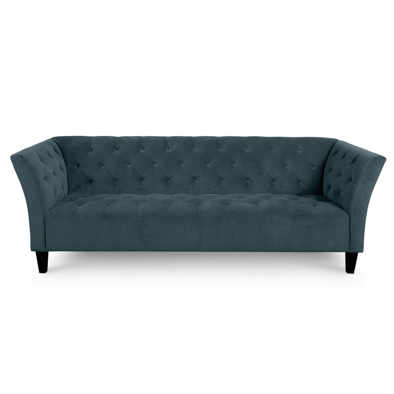Carruth Upholstered 91'' Sofa, Bella Lagoon Performance Velvet