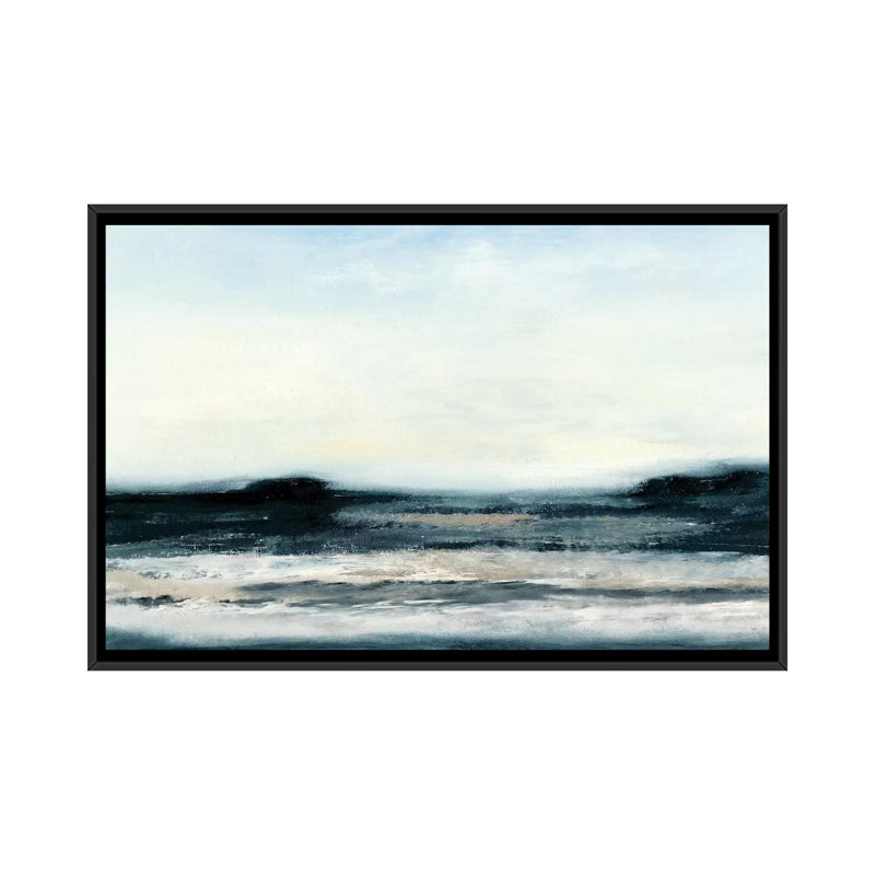 « ocean marée i », impression sur toile, H 18 po x l 26 po x P 1,5 po, Toile encadrée noire, Pas de tapis