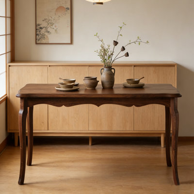 Simple Line Design Walnut Solid Wood Dining Table