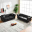Canapé 83 places rembourré 83 po noir, tissu technique, coussins décoratifs, structure en pin respirant pour appartement de style Mid-Century, rembourrage en mousse haute densité, structure principale-754510263