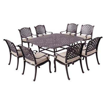 9-Piece Cast Aluminum Square Dining Set