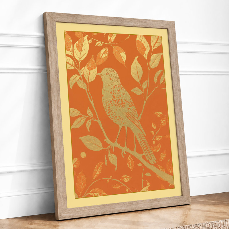 Gilded Songbird Botanical - Framed Print, A1 - 84.1 x 59.4 cm, Oak