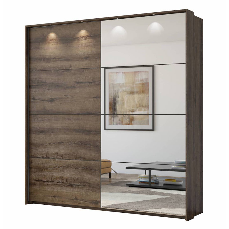 Detjon 2 Door Manufactured Wood Wardrobe, Oak Monastery