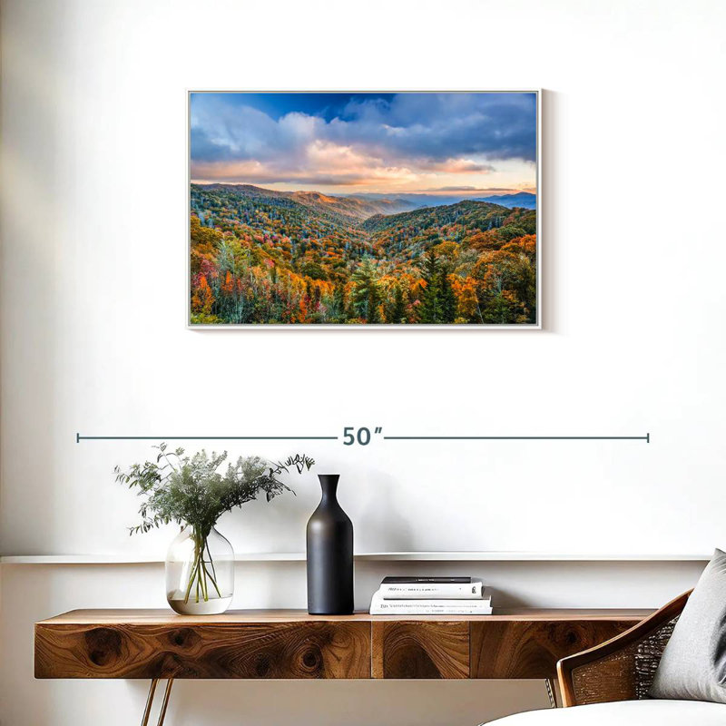 Smoky Mountains at Fall, Cadre flottant blanc, 31 po x 21 po