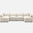 Velvet & Plush Wide Modular Sectional Sofa With Ottomans, L U Shaped Livingroom Sofa-1282436934