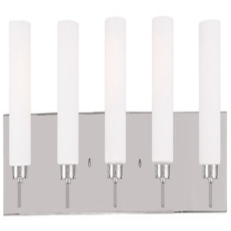 Brushed Nickel 5-Light Bath Vanity with Satin Opal Glass