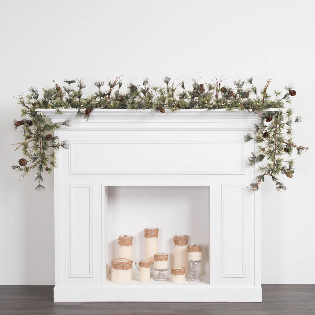 Dakota Pine 108'' in. Lighted Faux Mixed Assortment Garland Darby Home Co