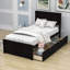 Lit plateforme simple en bois avec 2 tiroirs Elarna-2085044352