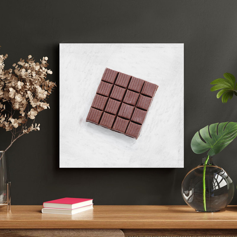 Chocolat brun - reproduction d'art graphique carré sur toile tendue, H 32 po x l 32 po