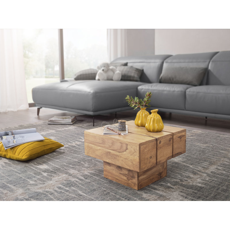 Sira Solid Wood Pedestal End Table, Acacia