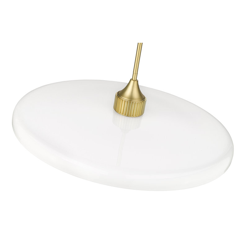 Luminaire suspendu géométrique unique à 1 lumière Jamyla, H 6,75 po x l 24 po x P 24 po, Opale brillante, Laiton vieilli