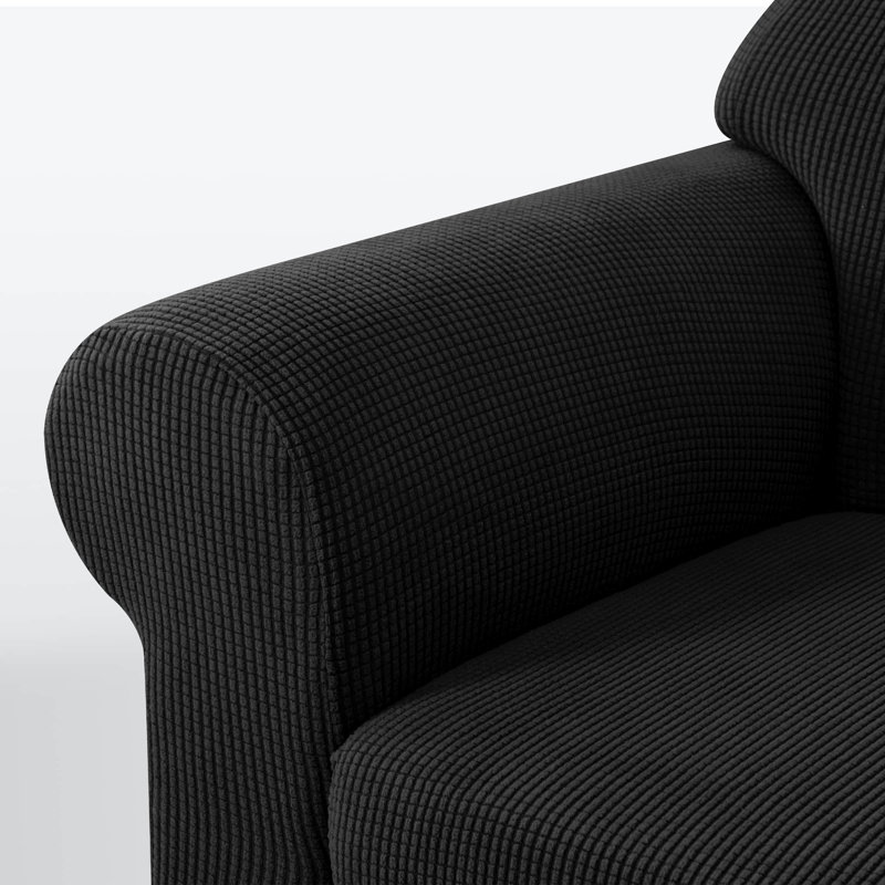 Box Cushion Loveseat Slipcover, Black, 105cm H x 300cm W x 107cm D
