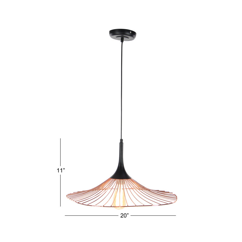 Luminaire suspendu conique à 1 lumière Bokamper, H 11 po x l 20 po x P 21 po, Noir