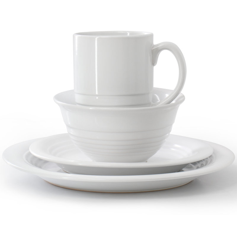 Martha Stewart Everyday 16 Piece Round Stoneware Dinnerware Set in White
