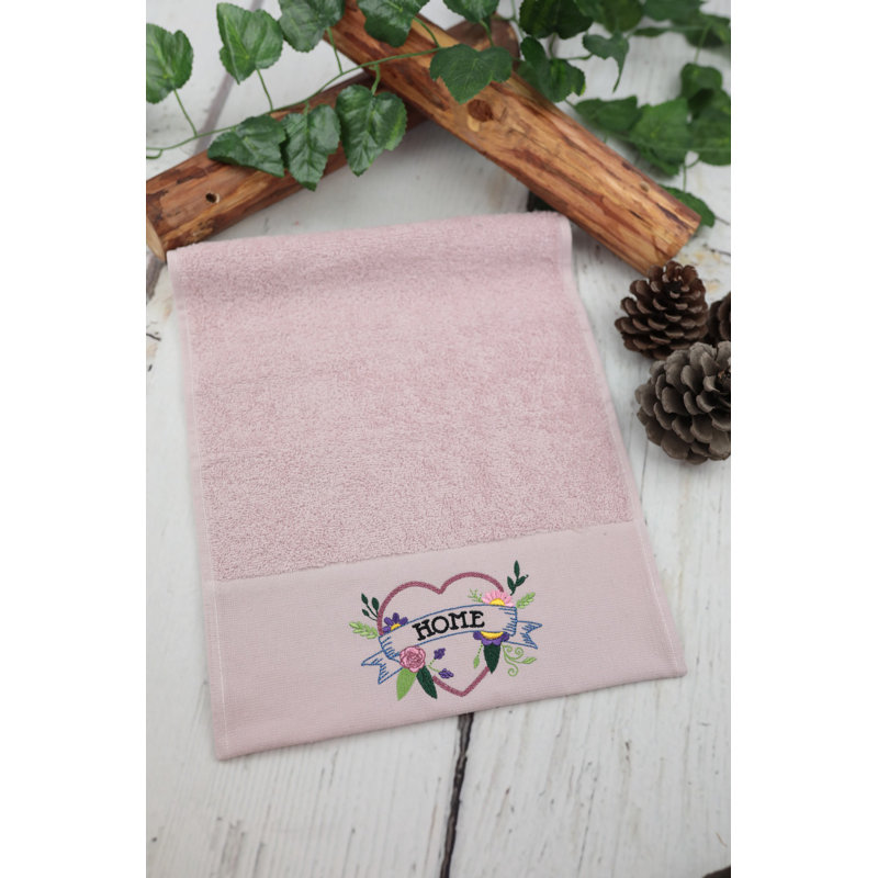 Serviette 100% coton Benvida, Rose cendré / vert / bleu