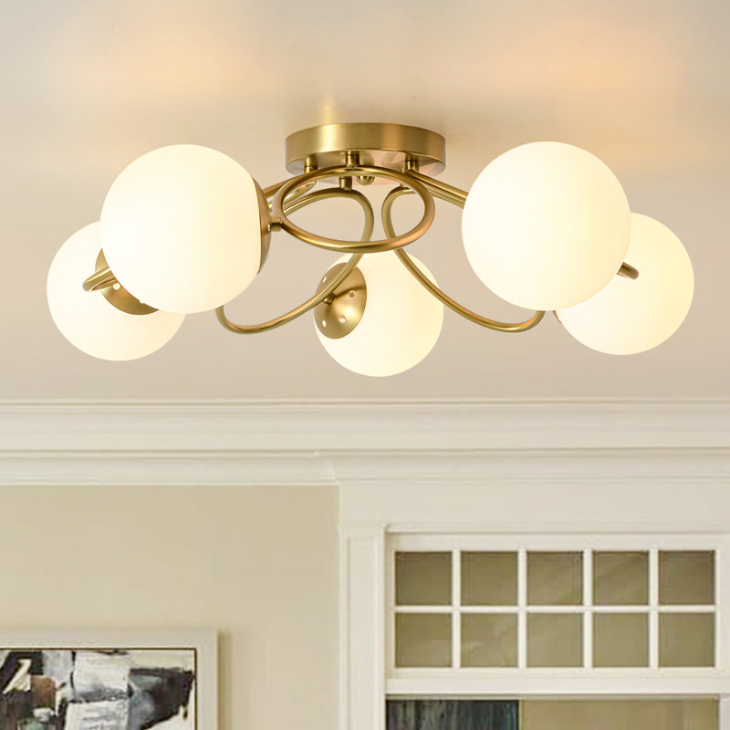 Plafonnier semi-encastré 5 lumières Mid-Century Ellipse