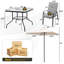 Ensemble repas pour 4 personnes avec coussins et parasol Mannox Square
