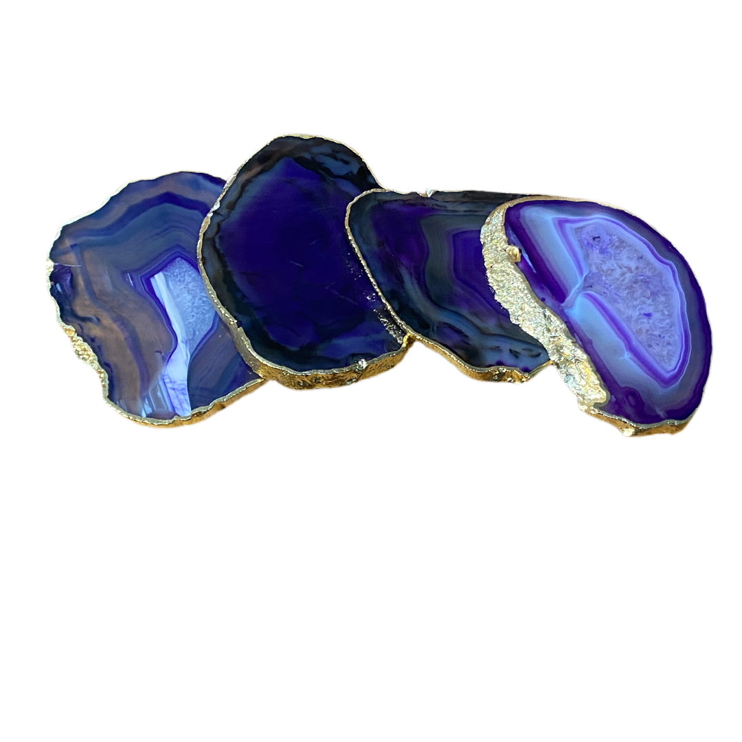 Purple Agate Gemstone Coasters (Set of 4) StellarTingz 