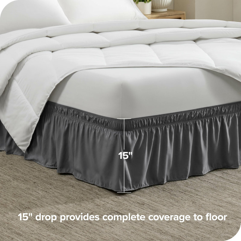 Queen Dark Blue Polyester Ruffled Bed Skirt