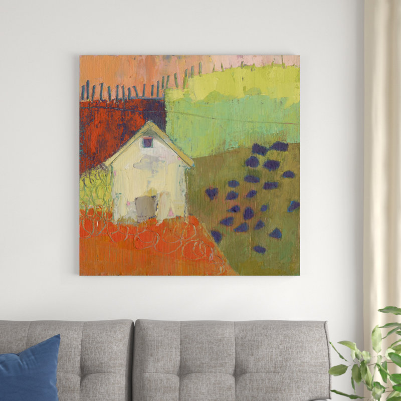 «Rewy Barn» par Sue Jachimiec, peinture sur toile tendue, H 36 po x l 36 po