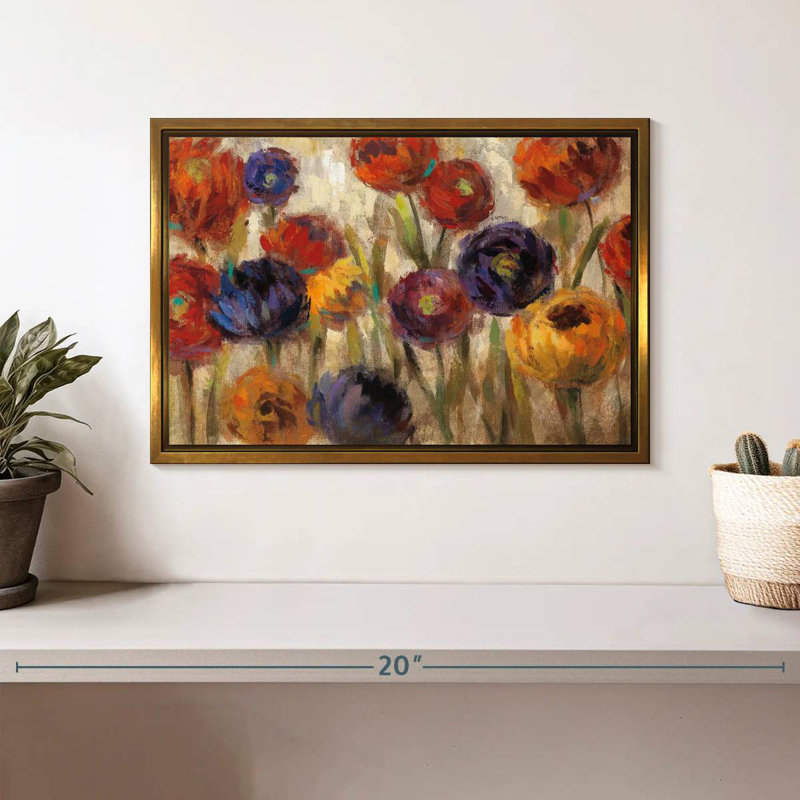 Asters et mamans, Cadre flottant doré, 13 po x 9 po