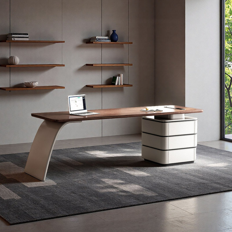 Bureau élégant d'inspiration luxueuse, H 29,52 po x l 62,99 po x P 27,55 po