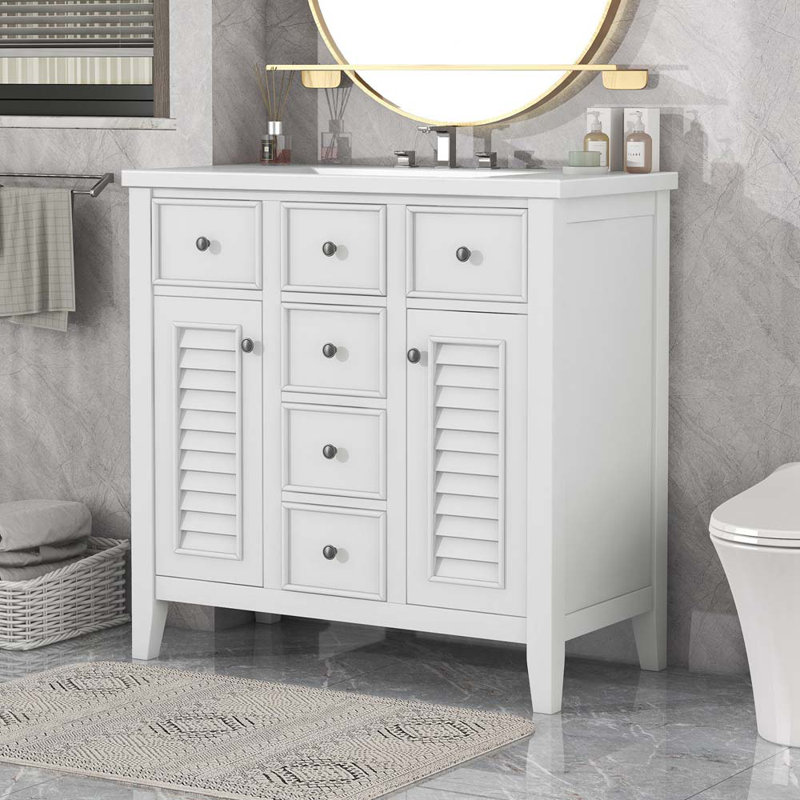 Ensemble de meuble-lavabo simple avec plateau 35,98 Giolou, Blanc