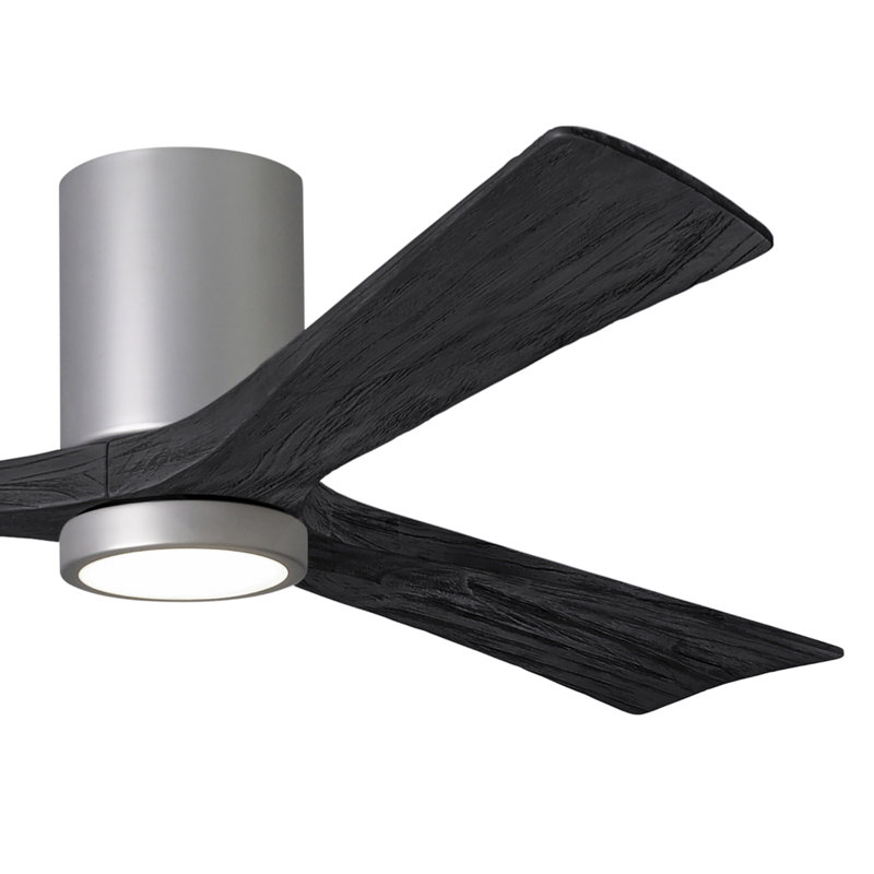 Olivier à 3 pales DEL standard avec ventilateur de plafond et ensemble d'éclairage inclus, Nickel brossé, Noir mat, 60"