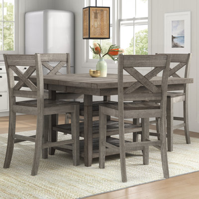 Calixta Extendable Pine Solid Wood Top Pedestal Base Dining Set
